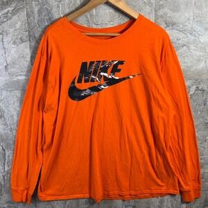 Nike Men's Long Sleeve Burnt Orange w/ Black Camo Swoosh Shirt Size XXL 2XL